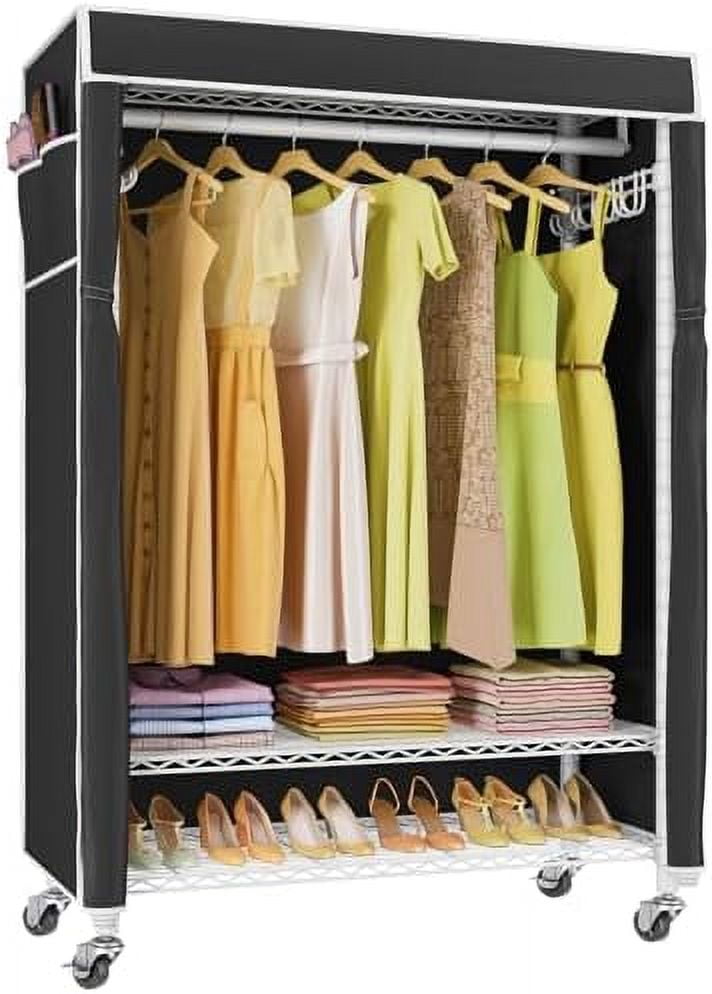JDZHAPPYLIFE R1C Rolling with Cover Portable Closet for Hanging Clothes