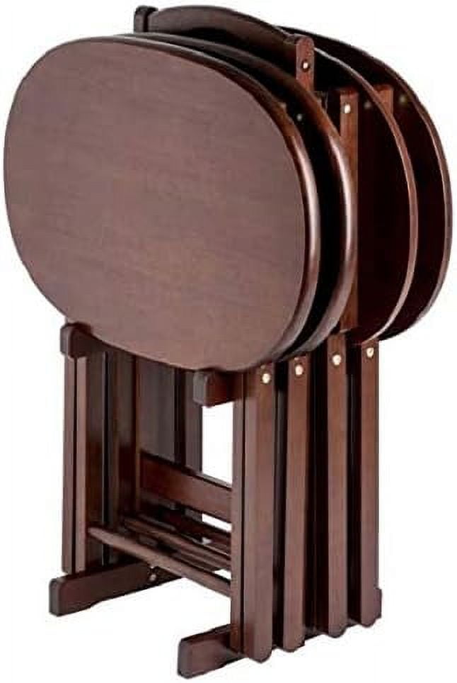 Mid-Century Modern Cappuccino Brown Oval Snack Table Set