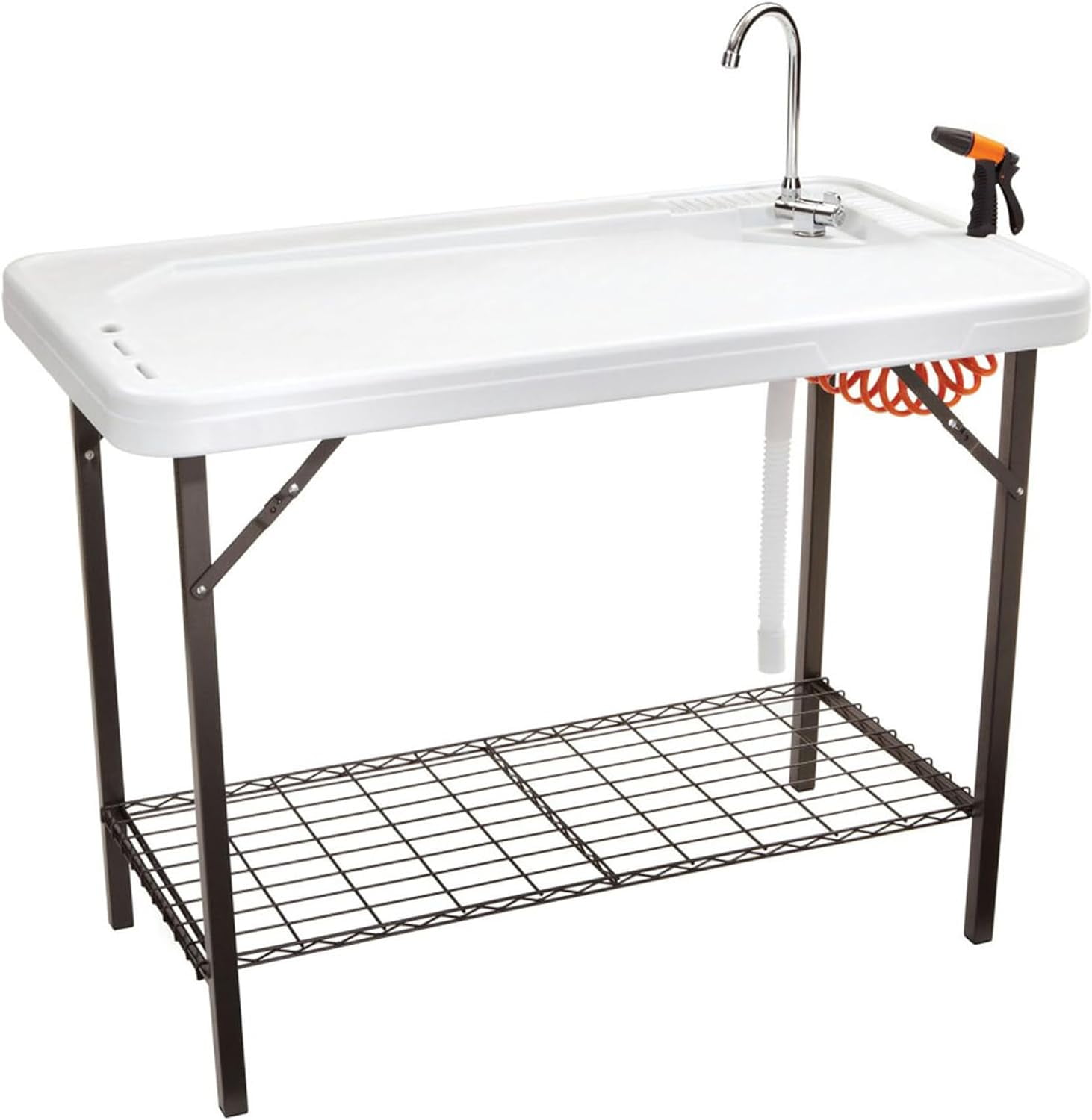 Deluxe Outdoor Fish & Game Cleaning Station with Faucet and Shelf, 49"