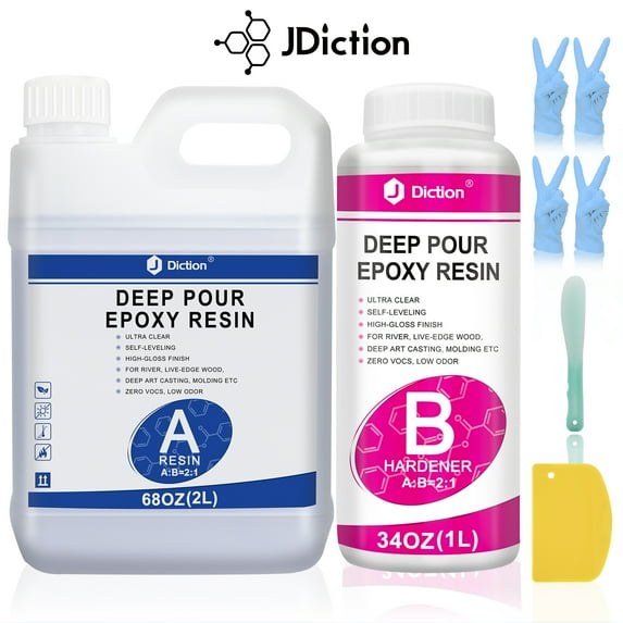 JDiction Deep Pour Epoxy Resin 0.75 Gallon 2-4 in Thickness for River Table Countertop Wood Art Casting