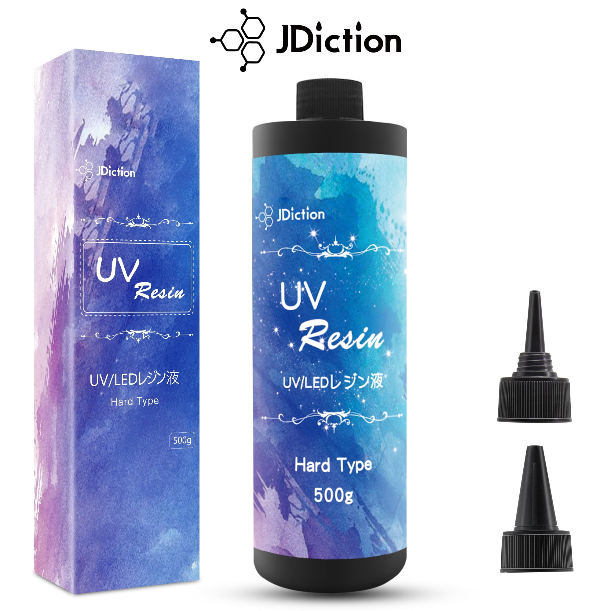 JDiction UV Resin Hard 500g Clear UV Glue Resin Kit UV Fast Curing for Crafts Jewelry Earring Making Casting