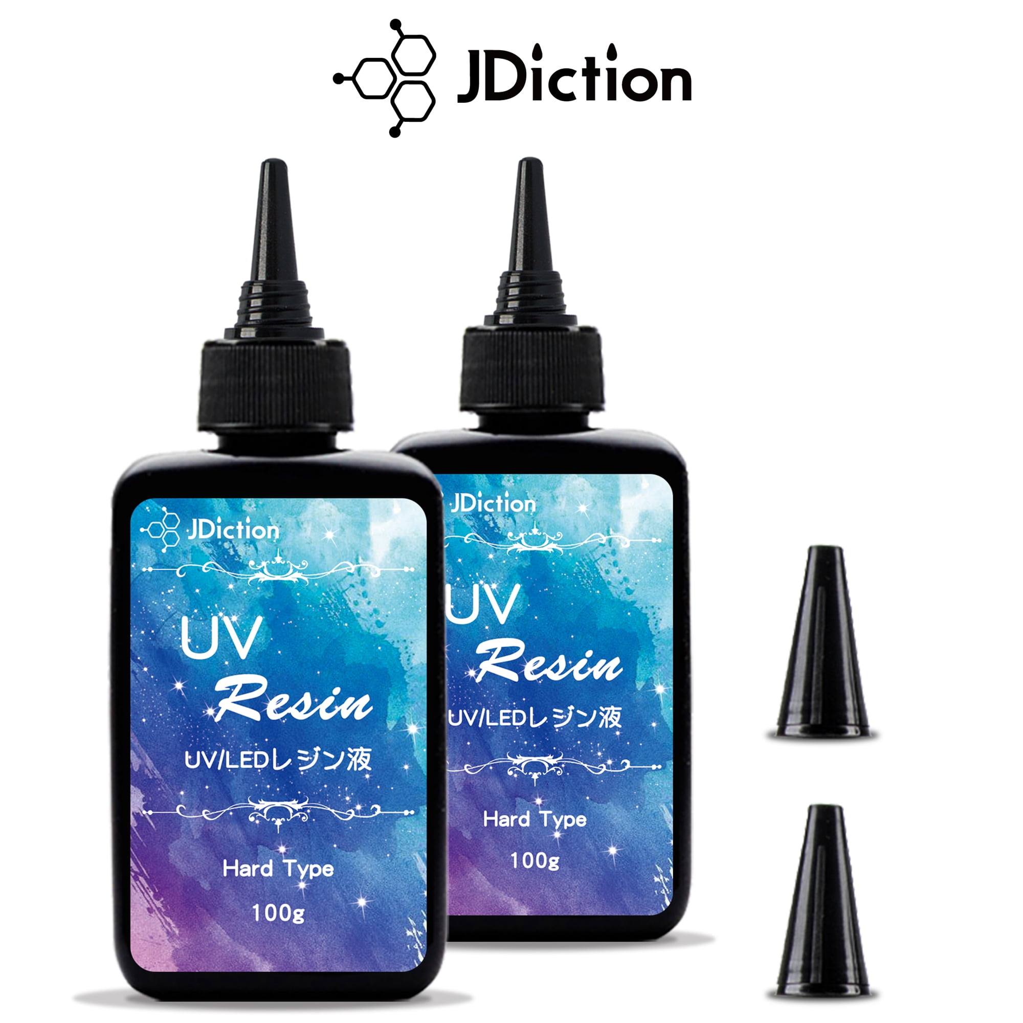 JDiction New UV Resin Kit with Light, Crystal Clear Hard Resin Sunlight Curing UV Resin Beginner Kit for Jewelry, Doming, Coating, and Casting, DIY