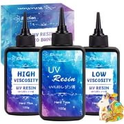 JDiction UV Resin Trio Bundle - 300g Total - Regular, High Viscosity/Thick and Low Viscosity/Thin Crystal Clear UV Resin for Jewelry Making, Doming, Coating, Detail Molds and Casting Resin Crafts