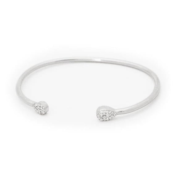 JE6112 Open Bangle Almond Shape Ends CZ in Sterling Silver