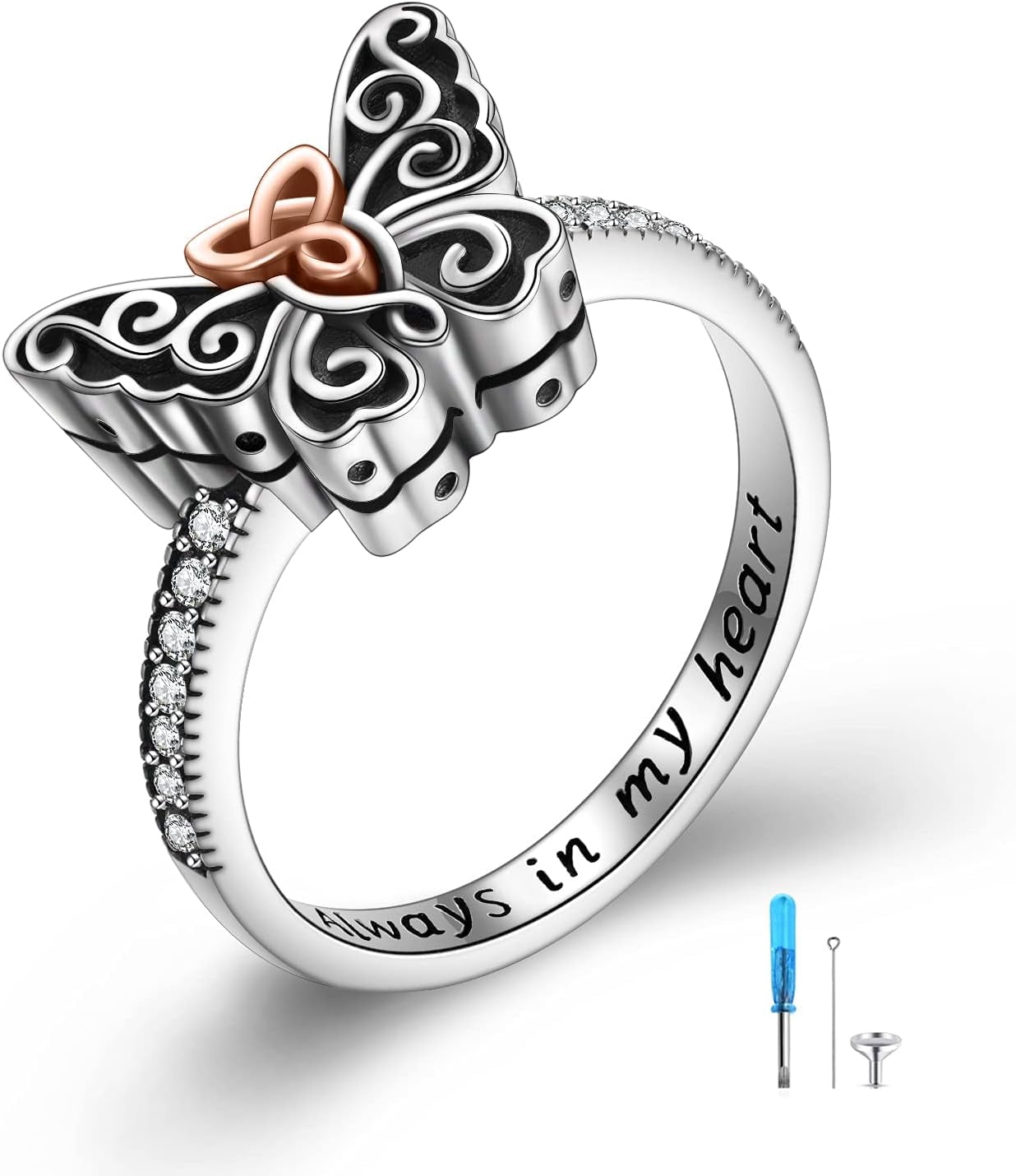 JEABZEL Celtic Knot Sterling Silver Butterfly Urn Ring - Memorial ...