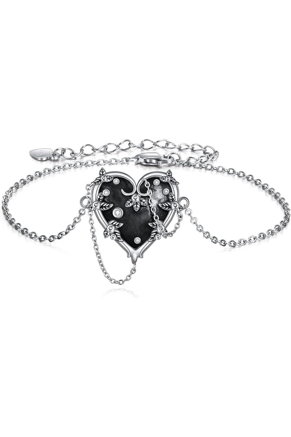 Gothic Witches Heart Bracelet - 925 Sterling Silver Jewelry for Women - Perfect Thanksgiving & Christmas Gifts