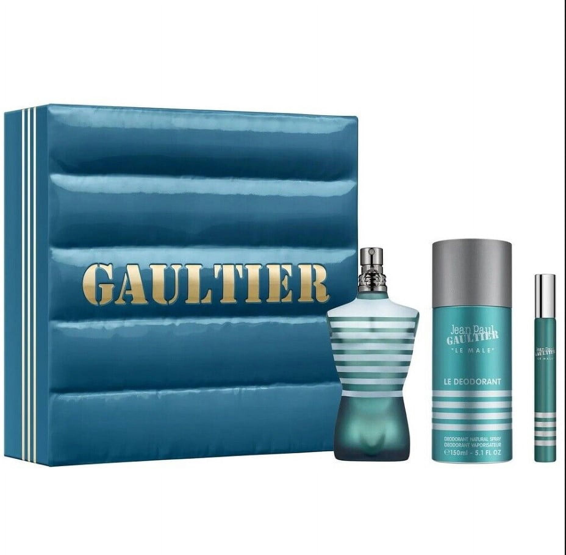 JEAN PAUL GAULTIER LE MALE (M) 2PCS SET 2.5oz/75ML EDT SPRAY + 10 ML EDT  + DEODORANT 150ML
