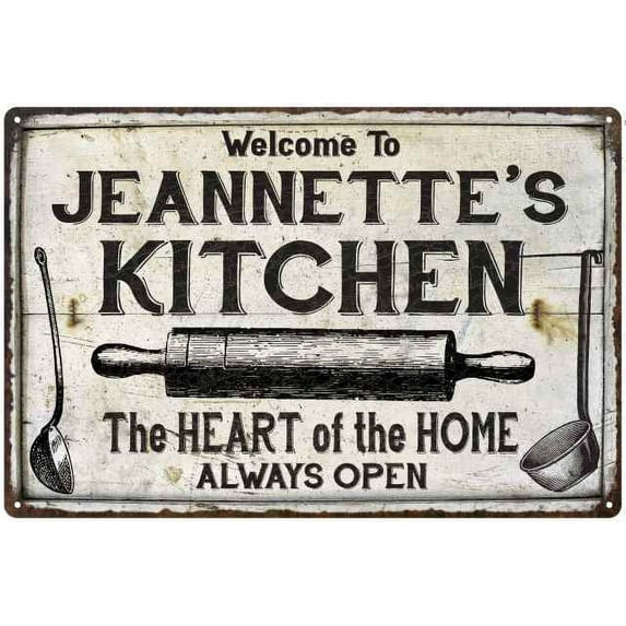 JEANNETTE'S Kitchen Farmhouse Sign Gift Gift 12x18 Metal 112180033367