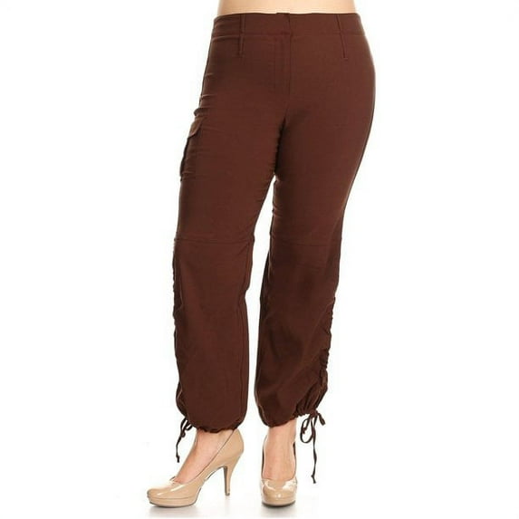 JEANS FOR LOVE Jack David Women's Plus Size Drawstring Relaxed Fit High-Waist Full Length Cargo Pants