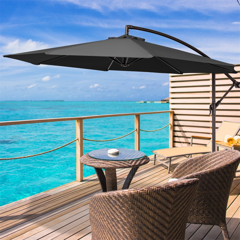 JEAREY 10ft Outdoor Cantilever Umbrella, Hanging Offset Deck Umbrellas