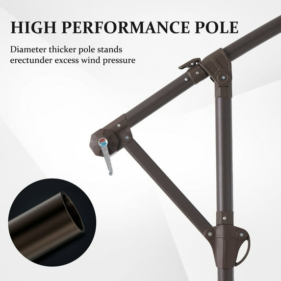 JEAREY 10ft Steel Crank Lift Hanging Offset Cantilever Umbrella Grey