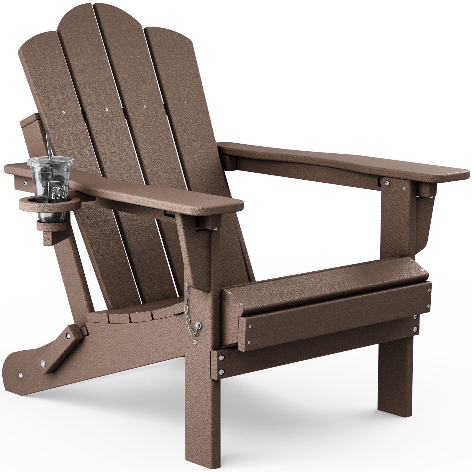 JEAREY Folding Adirondack Chair with Cup Holder, Adjustable Backrest