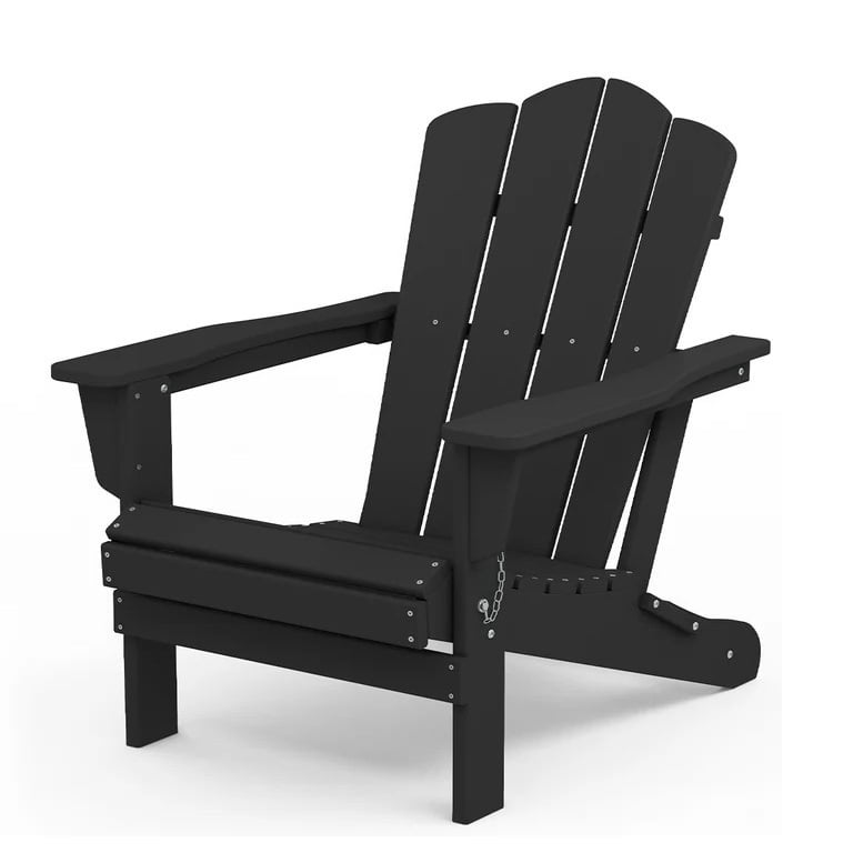 JEAREY Folding Plastic Adirondack Chair for Outside, Black