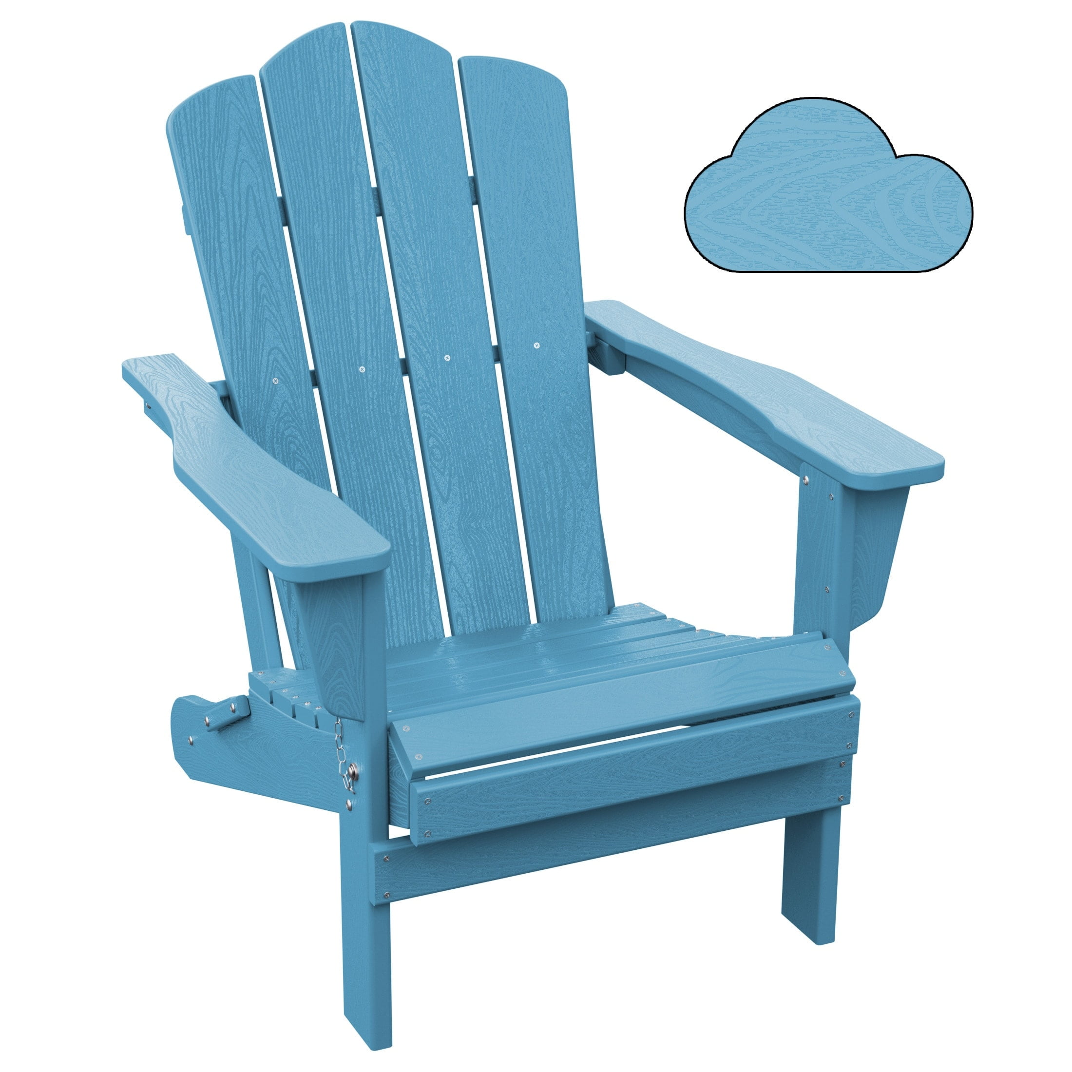 Light Blue HDPE Folding Adirondack Chair with Wide Arms