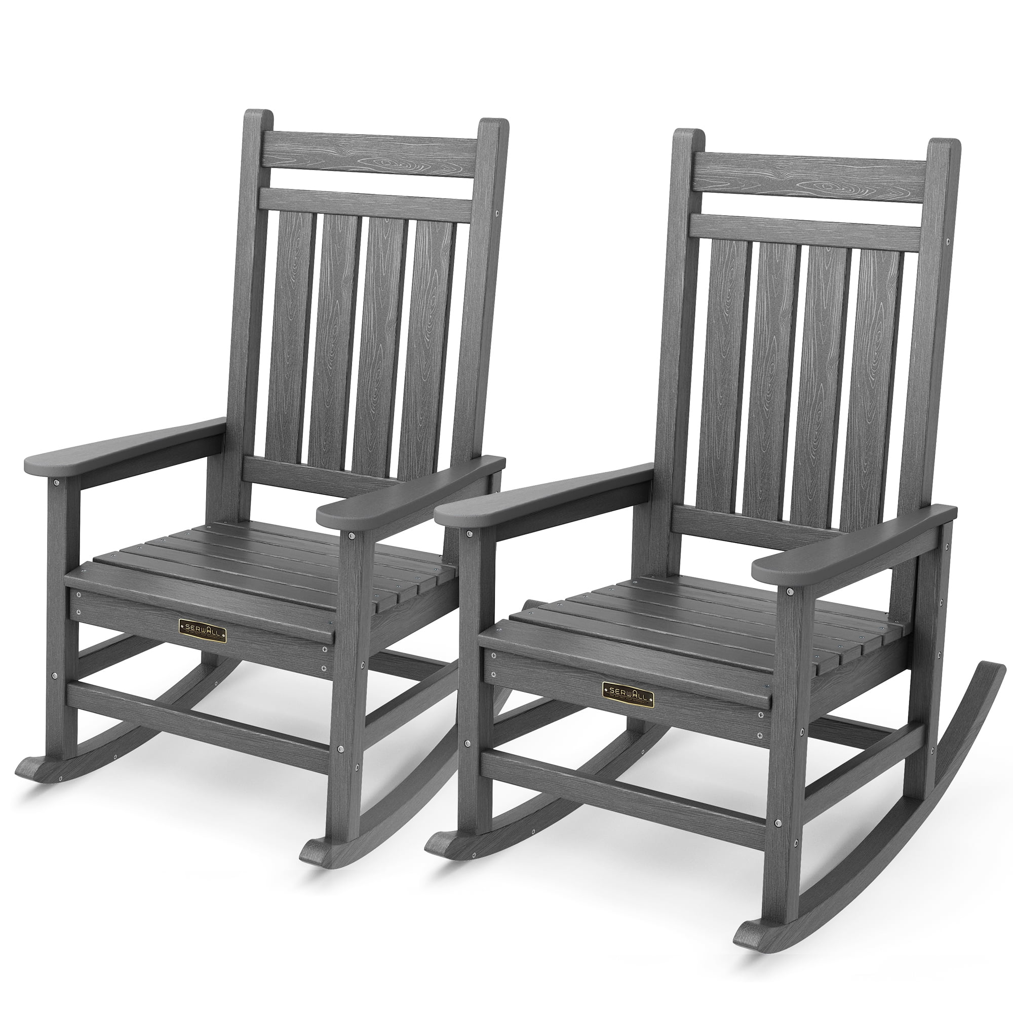 JEAREY Outdoor Patio Rocking Chair Set of 2 for Porch HDPE Gray
