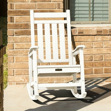 Outdoor Acacia Wood Rocking Chair - Rustic Patio Rocker With Wide Seat & High Back