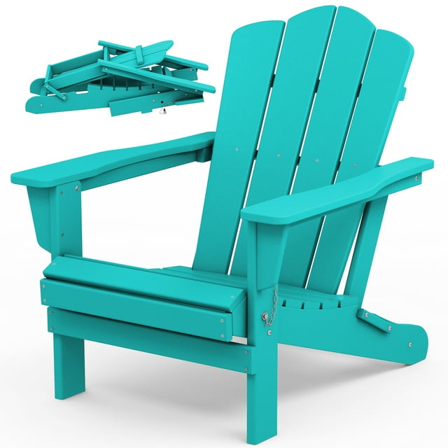 JEAREY Plastic Adirondack Chair, HDPE AllWeather Outdoor Folding