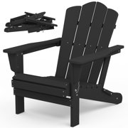 JEAREY Plastic Adirondack Chair, HDPE All-Weather Outdoor Folding Adirondack Chair for Outside, Black