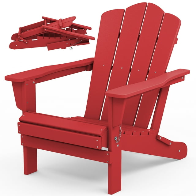 JEAREY Plastic Adirondack Chair, HDPE AllWeather Outdoor Folding