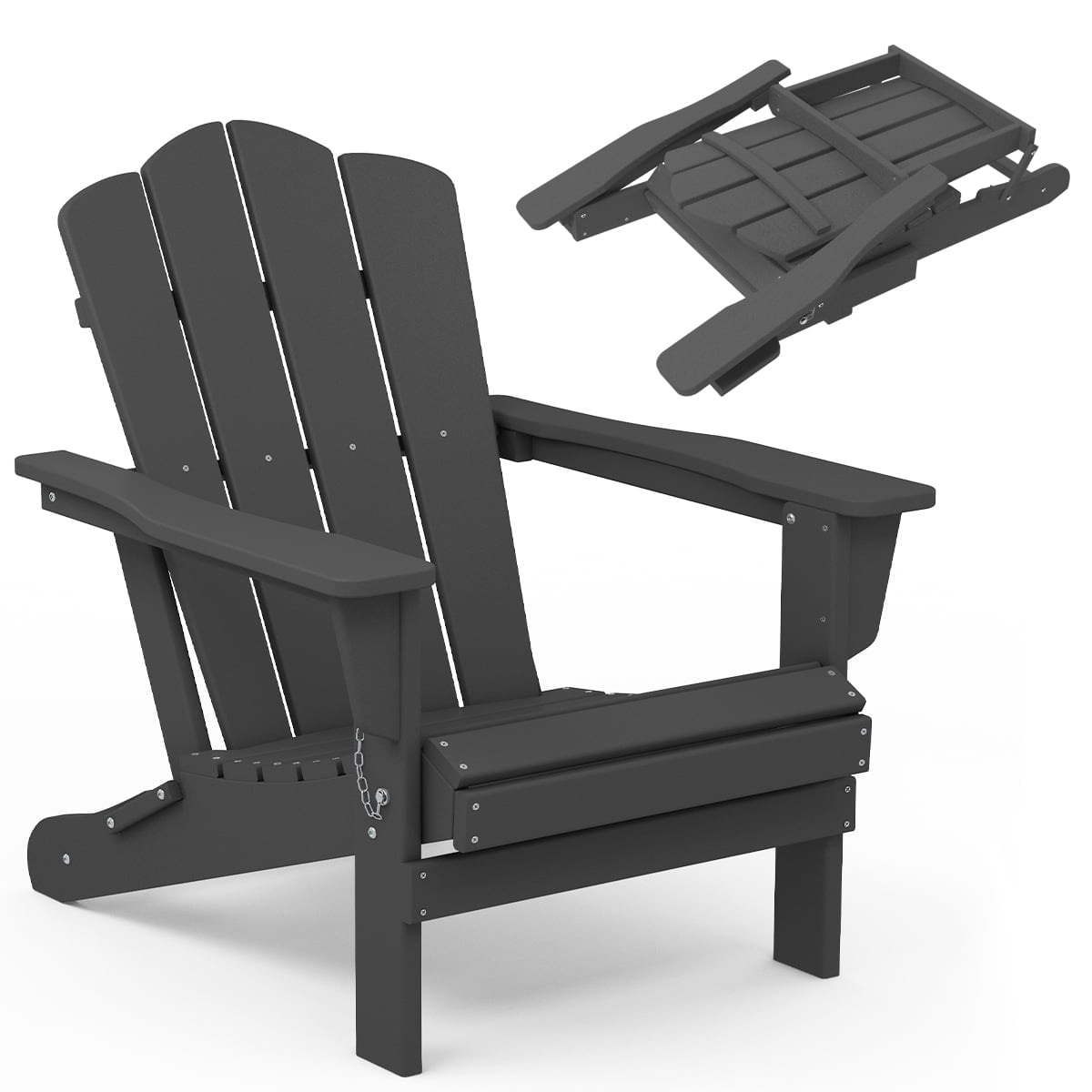 JEAREY Plastic Adirondack Chair, HDPE AllWeather Outdoor Folding