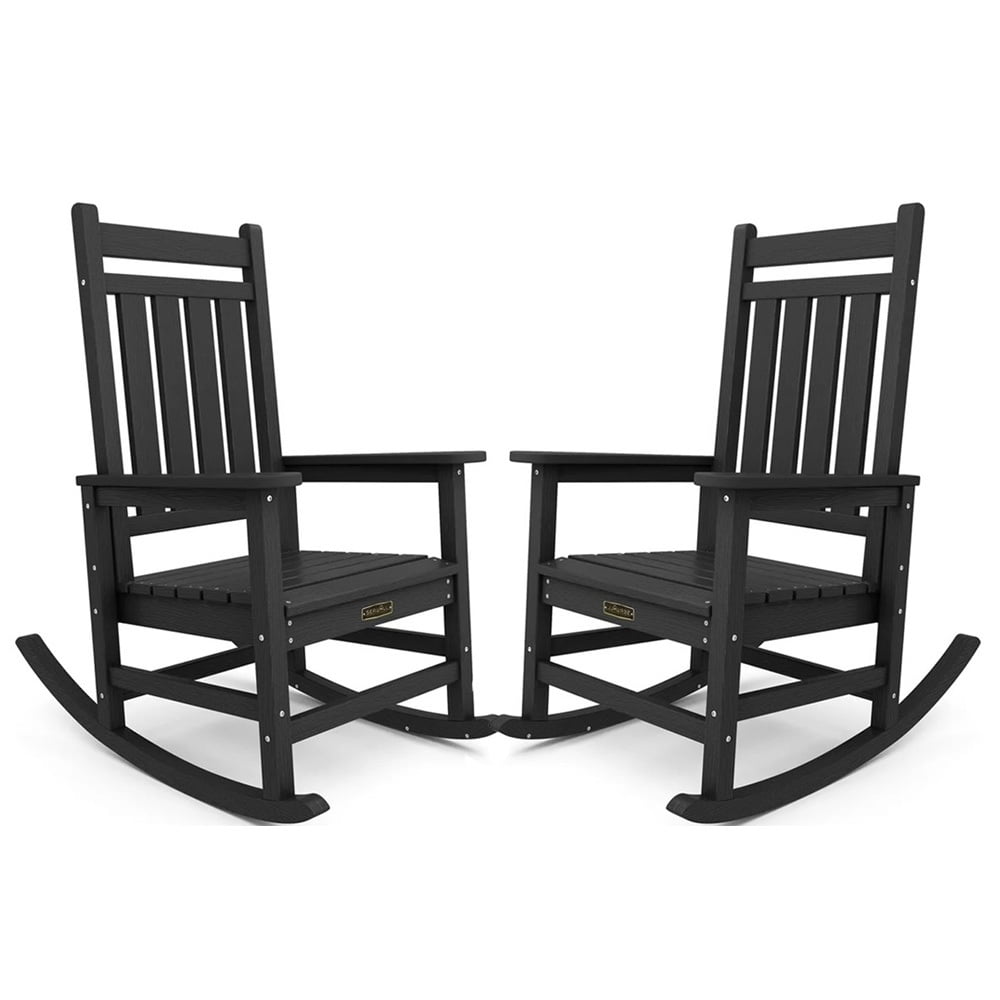 JEAREY Set of 2 Oversized Outdoor Porch Rocking Chair HDPE All Weather