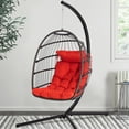 thumbnail image 1 of JEAREY Swing Egg Chair with Stand for Indoor Outdoor, Patio Wicker Hanging Chair, Soft Cushion and Steel Stand, for Backyard Bedroom Balcony,350 lbs Capacity, 1 of 7