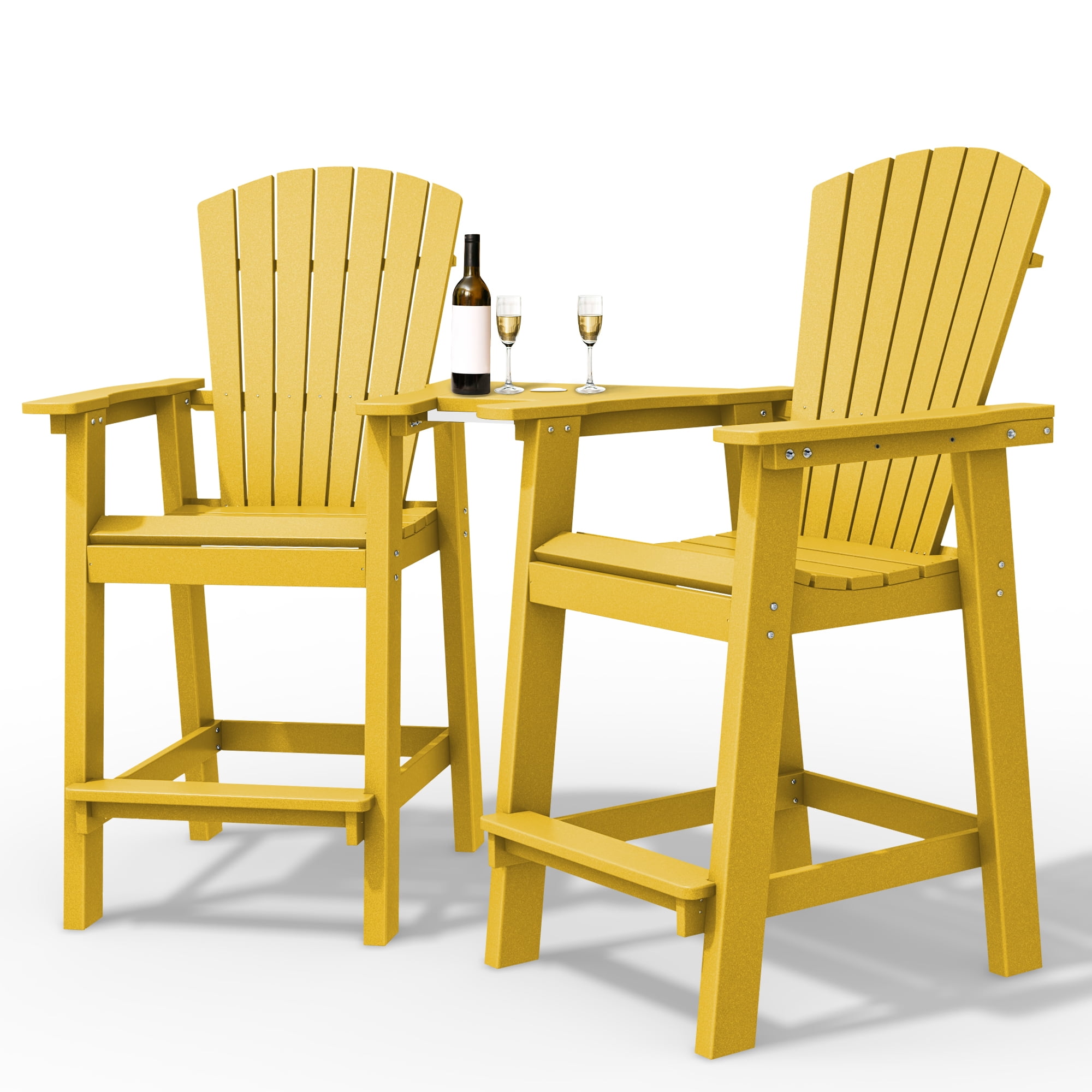 JEAREY Tall Adirondack Chair Set of 2 with Table Footrest Balcony
