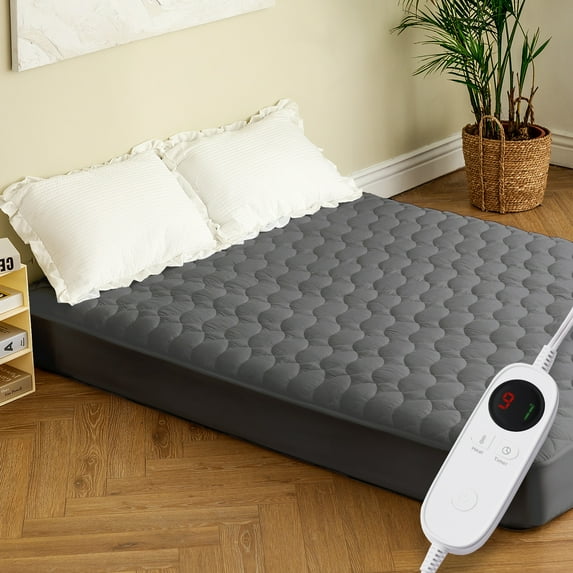 JEAREY Temperature Regulating Electric Heated Mattress With Controllers Twin - Gray