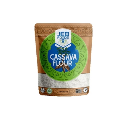 JEB FOODS Cassava Flour | Gluten Free Baking Flour Made With Hand-Peeled Cassava Root | Paleo Non-GMO Grain Free Kosher Flour Alternative | 2lb Bag