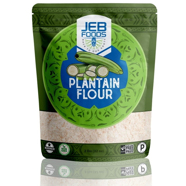 JEB FOODS Plantain flour - 2 LB 100% Pure Africa Green Plantain Flour, Fufu Flour, Fufu Powder for Fufu, Paleo Diet, Gluten Free Baking