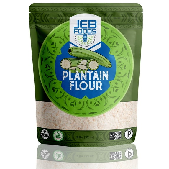 JEB FOODS Plantain flour - 4lb Pure Africa Green Plantain Flour, Fufu Flour, Fufu Powder for Fufu, Paleo Diet, Gluten Free Baking (4lbs)