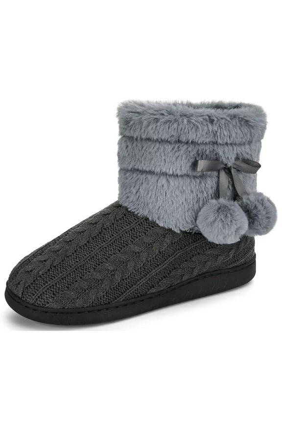 Slipper Boots Women Knit Fuzzy Booties Slippers Memory Foam Ankle Slippers Plush Lined Indoor Outdoor Slippers House Shoes