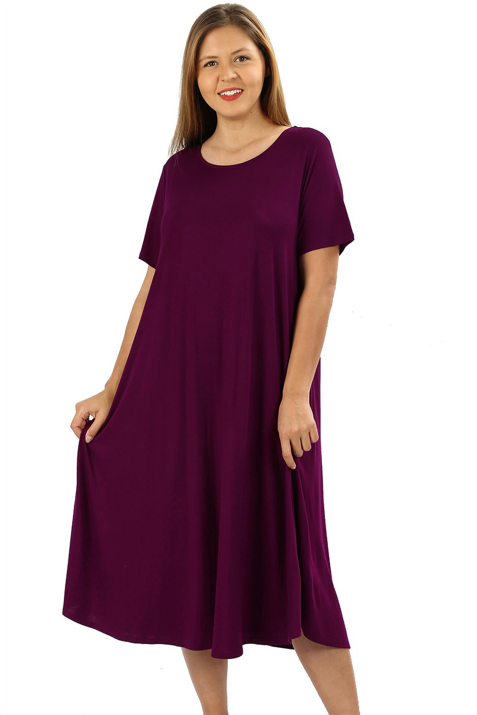 JED FASHION Women's Plus Size Soft Fabric Knee Length TShirt Dress