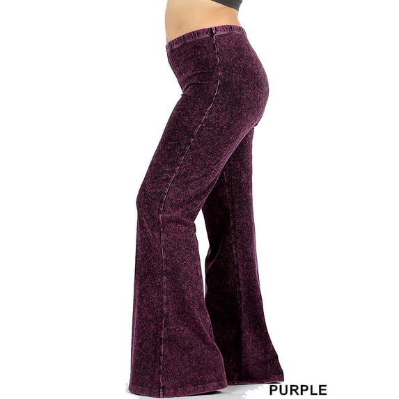 JED FASHION Women's Plus Size Ultra Flared Mineral Washed Pants