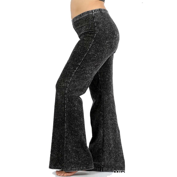 JED FASHION Women's Plus Size Ultra Flared Mineral Washed Pants