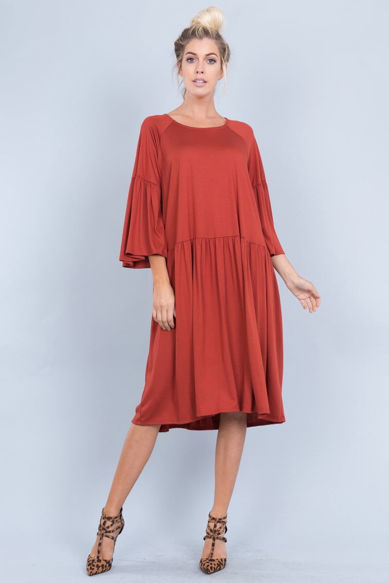knee length babydoll dress JED FASHION Women's Relax Fit Knee-Length Black40Sept
