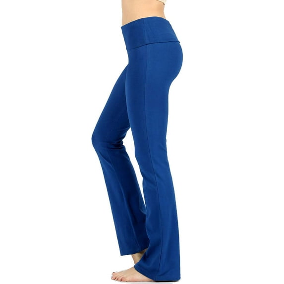 JED FASHION Women's Ultra Stretchy Fold-Over Waist Yoga Pants