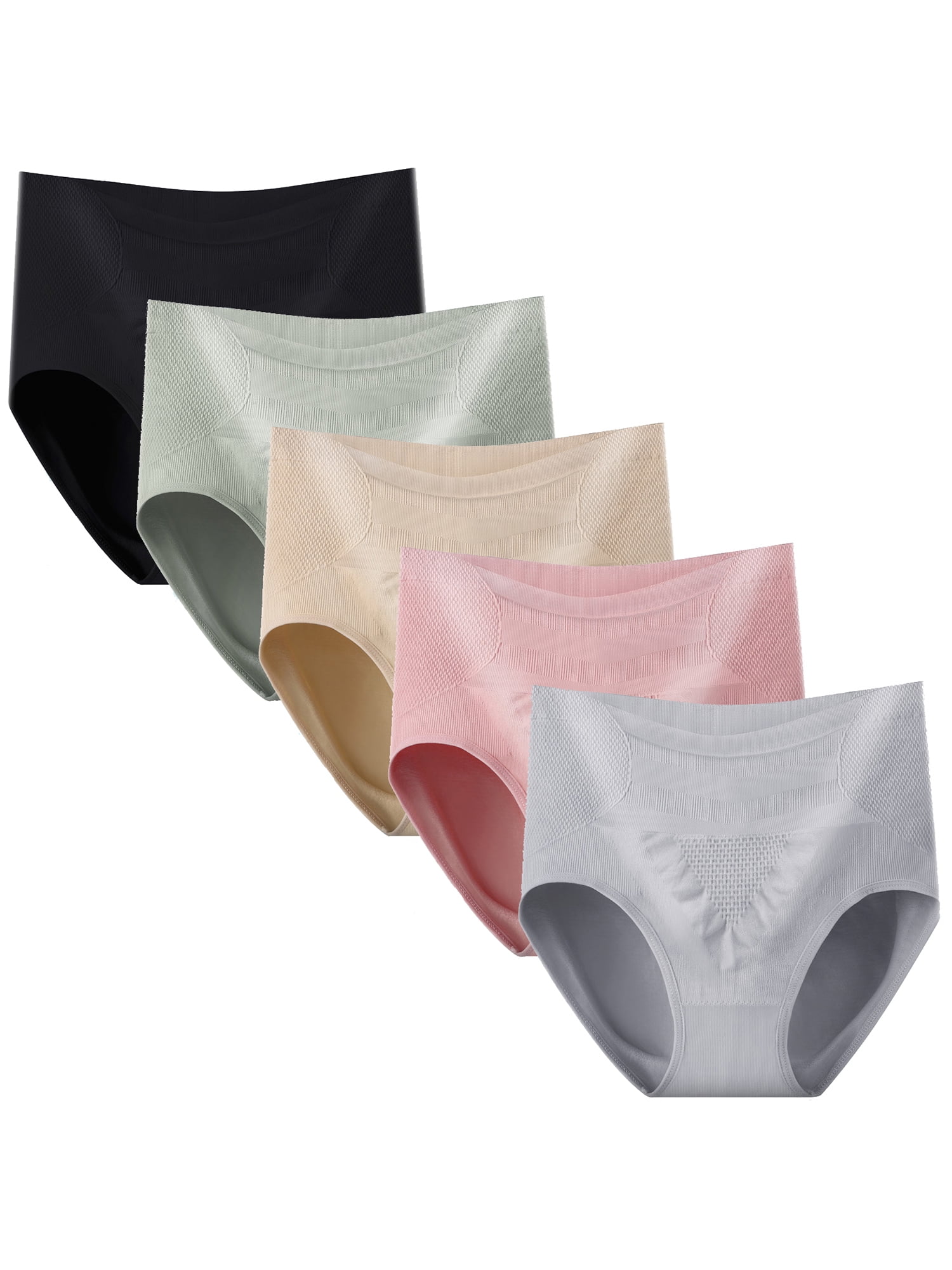 JEEDOVIA Women's and Women's Plus Underwear, High Waist Soft Breathe Seamless Panties Set 5 Pack