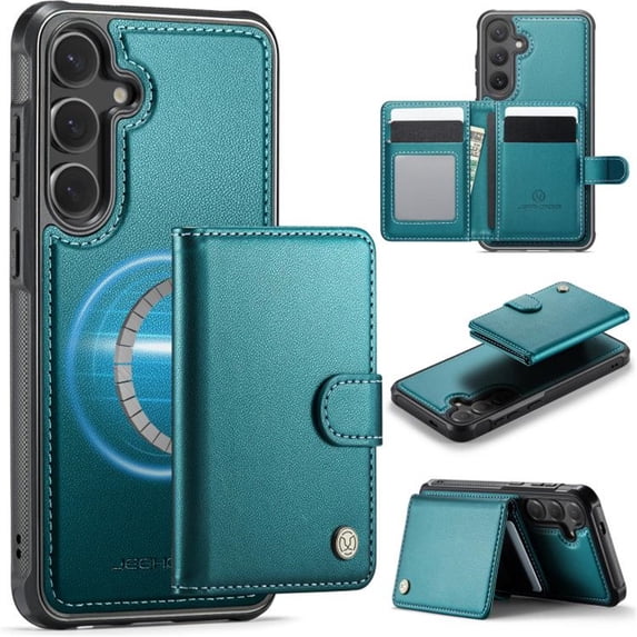 JEEHOOD Case For Samsung Galaxy A33 5G, RFID Blocking Compatible With MagSafe Detachable 2 In 1 Wallet With Snap fastening Card Holder,PU Leather Case,Kickstand Magnetic Protective Cover,Blue
