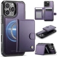 thumbnail image 1 of JEEHOOD Case For iPhone 14 Pro Max, RFID Blocking Compatible With MagSafe Detachable 2 In 1 Wallet With Snap fastening Card Holder,PU Leather Case,Kickstand Magnetic Protective Women Men Cover,Purple, 1 of 8