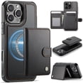 thumbnail image 1 of JEEHOOD Case For iPhone 16 Pro Max, RFID Blocking Compatible With MagSafe Detachable 2 In 1 Wallet With Snap fastening Card Holder,PU Leather Case,Kickstand Magnetic Protective Women Men Cover,Black, 1 of 8