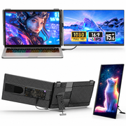 JEEJIA 15.6" Laptop Screen Extender, 1080P FHD Dual Portable Monitor, Plug and Play Display for 13-17" Laptop, Works with Mac, Windows, Android, Chrome