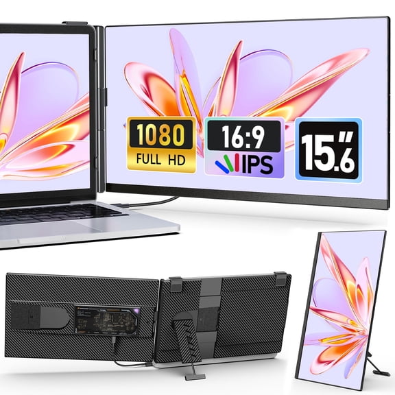 JEEJIA 15.6'' Laptop Screen Extender Monitor Portable, IPS Ultra-Slim Travel Screen