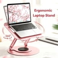thumbnail image 1 of JEEJIA Laptop Stand Pink, Adjustable 360° Smooth Rotation, Open Heat Dissipation, up to 22 lbs, Ergonomic for Healthier Workdays, 1 of 9