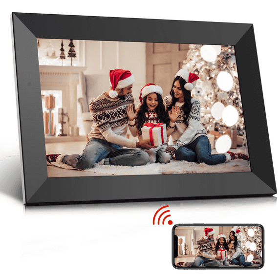 JEEMAK Digital Photo Frame WiFi 10" IPS Touch Screen Smart Cloud Picture Frame 16GB Storage Auto-Rotate (1 Pack)