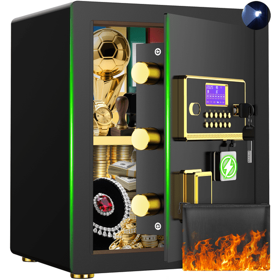 BESAFETY 3.0 Cuft Large Security Safe Box, Digital Keypad Lock, Built-in Alarm System & Fireproof Bag, Home & Office Safe for Cash, Valuables (Black)