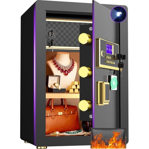 BESAFETY 5.0 Cuft Large Safe Box, Security Home Safe with Interior Safe Lock Box, Fireproof Waterproof Document Bag, Electronic Keypad Digital Lock, for House Office