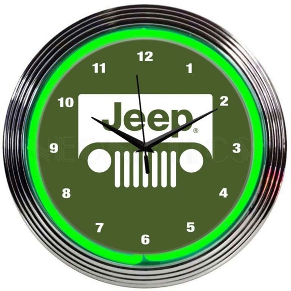 JEEP GREEN NEON CLOCK 8JEEPG