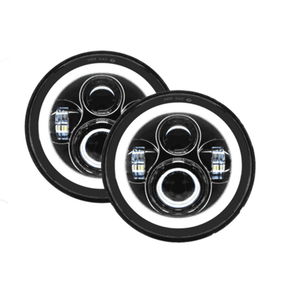 Quake LED QTE902 JK/CJ/TJ 7" 45 Watt High/Low Headlight RGB HD Accent