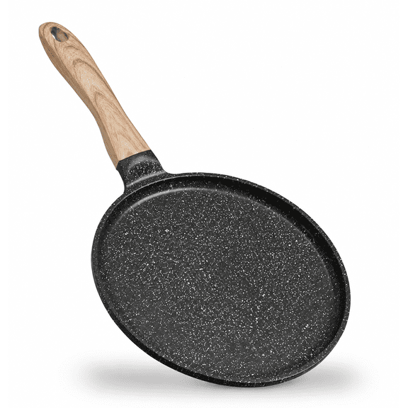 JEETEE 11-Inch Nonstick Crepe & Griddle Pan Flat Granite Surface for Pancakes, Tortillas, Dosa, Induction-Compatible (Grey)